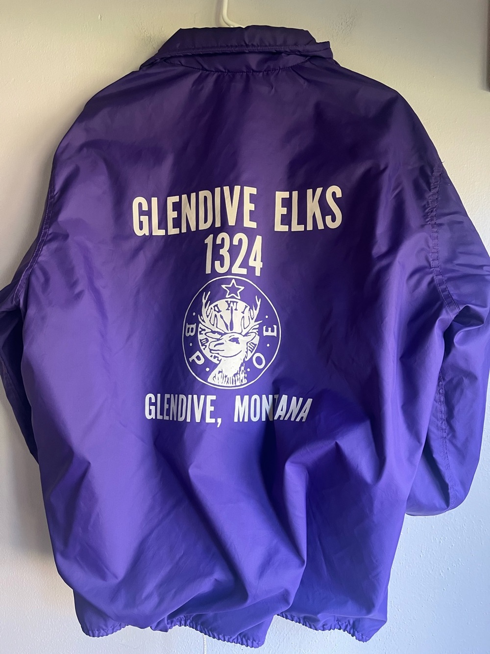 Vintage Bomber Glendive Elks Purple Windbreaker Jacket